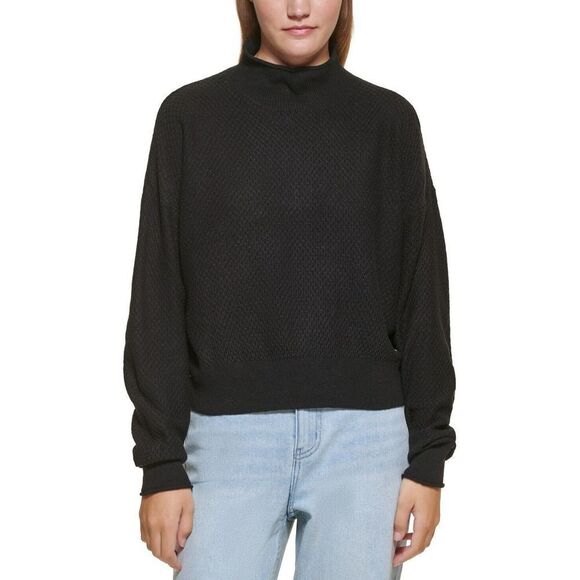 Calvin Klein Jeans CJ1R0661 Women's Sz M Black Honeycomb Funnel-Neck Sweater $60 - Picture 10 of 10